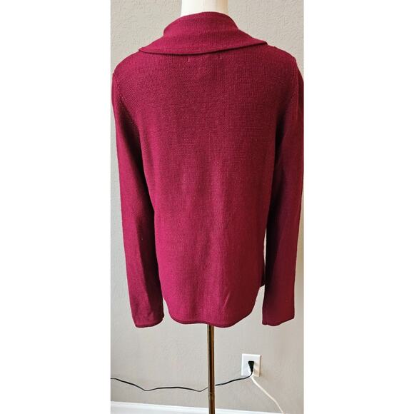 Susan Bristol Merino Wool Burgundy Double Button Cardigan Sweater Pockets Large - Picture 5 of 7